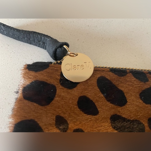 CLARE V LEOPARD PRINT, HAIR-ON FOLD OVER CLUTCH BAG - Picture 5 of 8